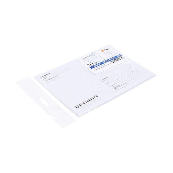 Конверт 162х229 С5 "Кому-Куда", силиконовая лента, серая запечатка, 80 г/м2, 10 шт.