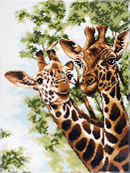 Алмазная мозаика 30*40 "ФРЕЯ" на подрамнике "Жирафы"