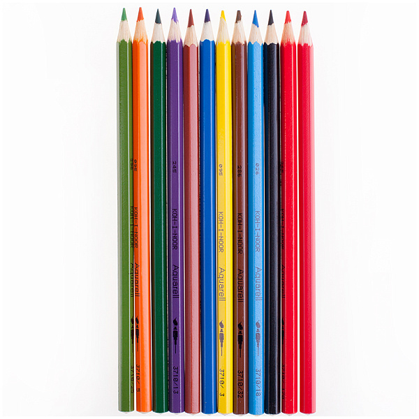 Карандаши цветные акварельные, набор 12 цветов Koh-I-Noor "Рыбы", картонная коробка с европодвесом