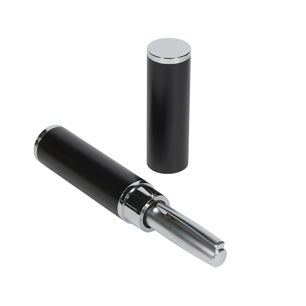 Ручка "SORRENTO" в тубусе круглой формы, шарик. 1,0 ММ, СИНЯЯ (корпус серебр, футляр черный)