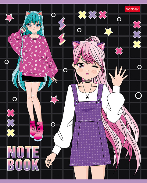 Тетрадь 48 л. кл. "Неко-Тян_аниме" на скобе, скругл.углы 