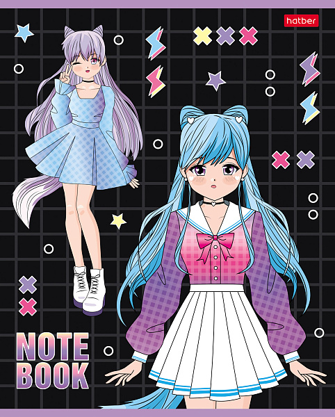 Тетрадь 48 л. кл. "Неко-Тян_аниме" на скобе, скругл.углы 