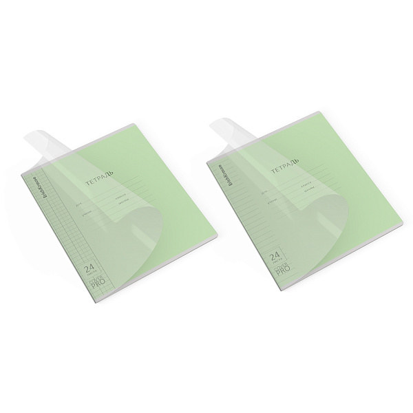 Тетрадь 24 листа в клетку/линию пластиковая обложка ErichKrause Классика CoverPrо fizzy, зеленая, А5+, на скобе 