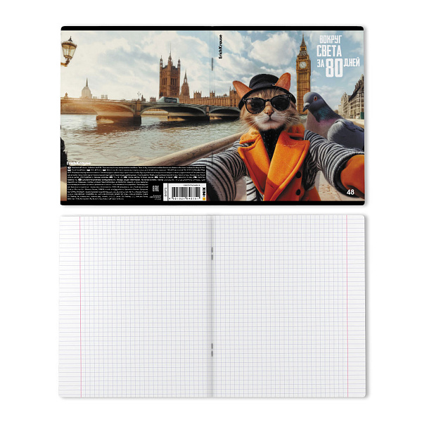 Тетрадь 48 листов в клетку "CatVoyage", глянцевая ламинация ErichKrause  _MIX-PACK 