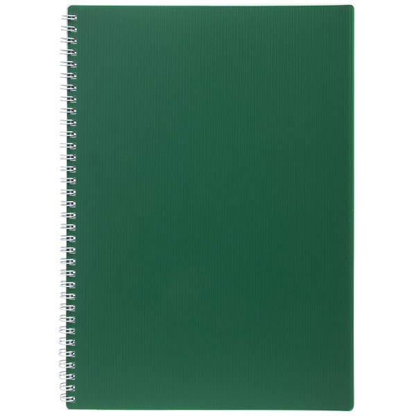 Тетрадь А4 80 листов в клетку на гребне Пластиковая обложка "Зеленая" Многоуров.перфорация 