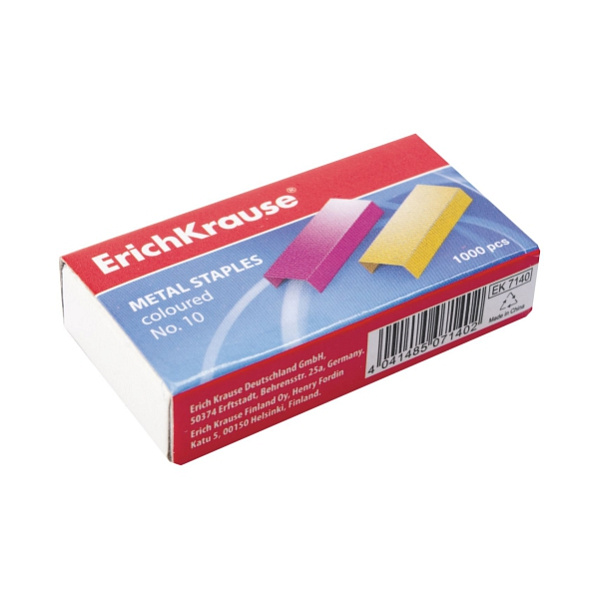 Скобы для степлера №10 ErichKrause цветные