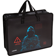 Папка для тетрадей, ИЗО и технологии "deVENTE Label. Hacker" A4 (33,5x26x10 см) с текстильным расширением 10 см, на молнии сверху, пластик 400 мкм, текстильные ручки, в пластиковом пакете