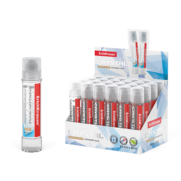 Клей канцелярский 50 мл ErichKrause Crystal, повышенной прозрачности, (в дисплее )