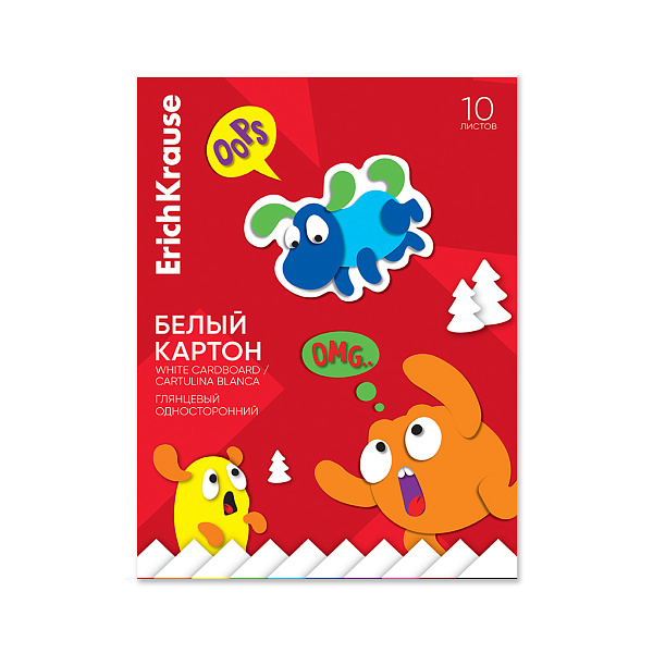 Белый картон глянцевый на клею ErichKrause, Jolly Friends, А4, 10 листов, игрушка-набор для детского творчества