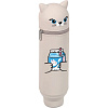 Пенал "deVENTE. Cat and Milk" 21(18)x6x6 см, фигурный, силиконовый, на молнии, серый