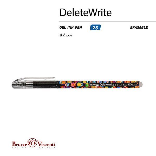 РУЧКА "DeleteWrite Happy. Сказочные совы" СО СТИРАЕМЫМИ ЧЕРНИЛАМИ  0.5 ММ, СИНЯЯ (10013160/250219/0024278,КИТАЙ)