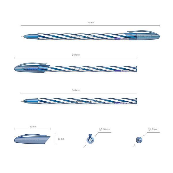 Набор из 4 ручек шариковых ErichKrause Neo® Stick Candy 0.7, Super Glide Technology, цвет чернил синий (в пакете по 4 шт.)