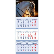 Календарь 2026 3-х блоч. "Attomex. Андалузский жеребец" (295x700 мм) на 3-х пружинах, складной с курсором, кольцо пикколо, офсет 65 г/м², печать в 2 краски, обложка мелованный картон 250 г/м², печать в 4 краски + ВД-лак, пластиковый пакет с евро подв