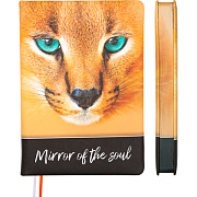 Ежедневник недат А5 160 л. "deVENTE. Wild Cat" рыжий с дизайном, с цветным срезом, тв.обложка из искусственной кожи с поролоном, цветная печать, отсрочка, перфорация, закругленные уголки, 2 ляссе, в термоусадочной пленке, 