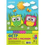 Фетр цветной мягкий с рисунком A4 "deVENTE. Hearts" 5 цв, 5 л, толщина 2 мм, пластиковый пакет с европодвесом