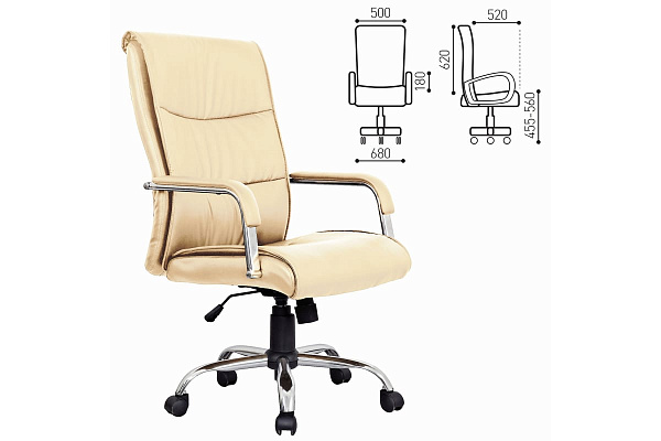 Кресло офисное BRABIX "Space EX-508", экокожа, хром, бежевое, до 120 кг
