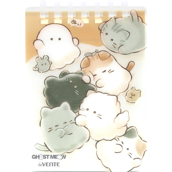 Блокнот "deVENTE. Ghost Meow" A7 80 л. лин. пластиковая обложка на пластиковой спирали, белая бумага 80 г/м², цветная печать, в пластиковом пакете