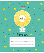 Тетрадь 12 л. кл. "FoodZoo", 65г/кв.м на скобе  тиснение 5 диз.в блоке скругл.углы 