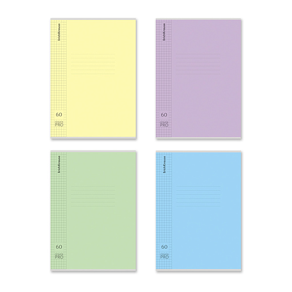 Тетрадь 60 л. с пластиковой обложкой на скобе ErichKrause Классика CoverPro fizzy, B5, клетка_MIX-PACK