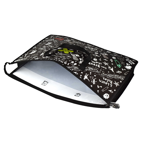 Папка для чертежей и рисунков А3 Феникс+ "ПАНК" (пластиковая, полипропилен, 45x33х9 см, 1 отд. молния, внутренний ПВХ карман, дно с расширением, текстильные ручки, УФ-п