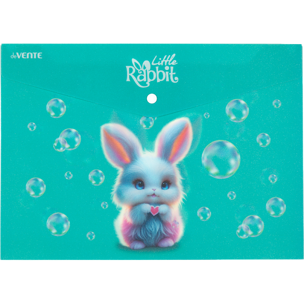 Папка-конверт на кнопке "deVENTE. Little Rabbit" A4 (330x235 мм) 180 мкм, матовая полупрозрачная с рисунком, с искрящейся фактурой, индивидуальная маркировка