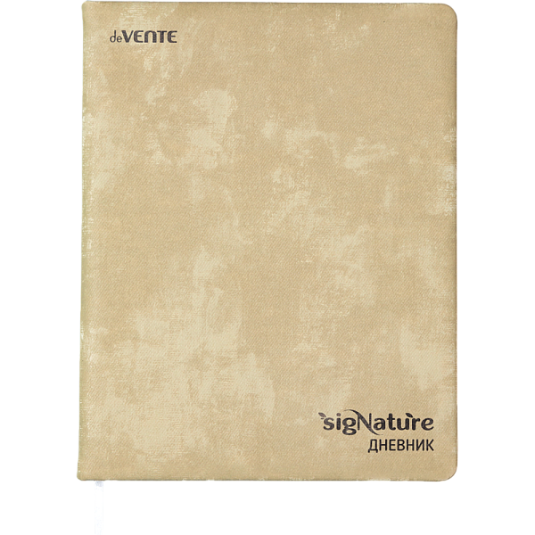 Дневник "deVENTE. sigNATURE" универсальный блок, 48 листов, тв. обложка из текстурной искусственной кожи с поролоном, шелкография, 1 ляссе, оливковый белая бумага 80 г/м², печать в 1 краску,