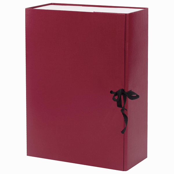 Короб архивный А4, 100мм, INDEX разборный, бумвинил, на 2-х завязках, бордовый