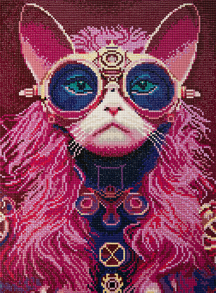 Алмазная мозаика 30*40 "ФРЕЯ" на подрамнике "Гламурный кот"