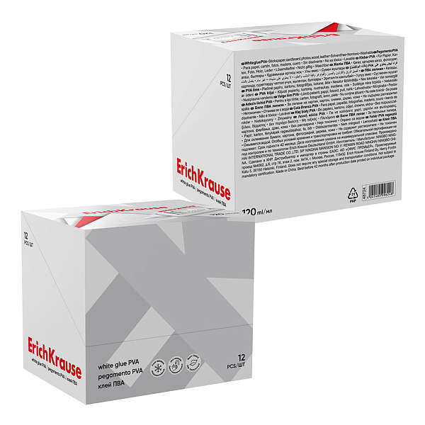 Клей ПВА 120 мл ErichKrause EasyStick, (в дисплее по 12 шт.)