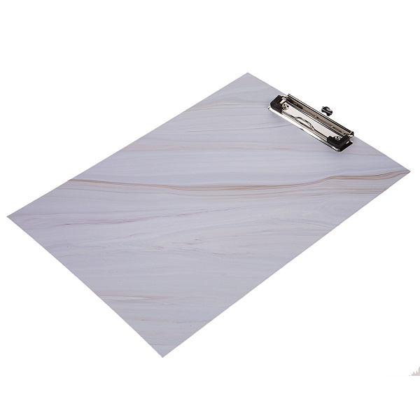 Папка-планшет с зажимом Hatber А4 Белый мрамор мат.ламин.