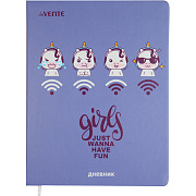 Дневник "deVENTE. Wi-Fi Unicorn" универсальный блок, офсет 1 краска, белая бумага 80 г/м2, твердая обложка из искусственной кожи, цветная печать, цветной форзац, 1 ляссе