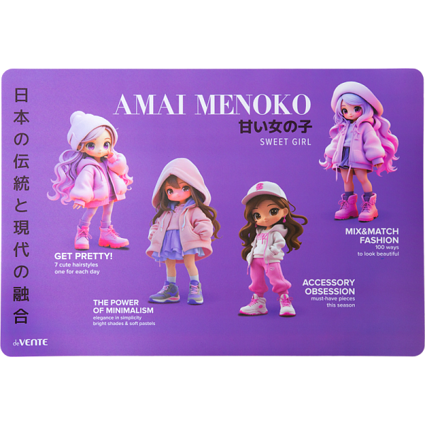 Накладка на стол "deVENTE. Amai Menoko" 43x29 см, пластиковая 500 мкм, с цветным рисунком, индивидуальная упаковка
