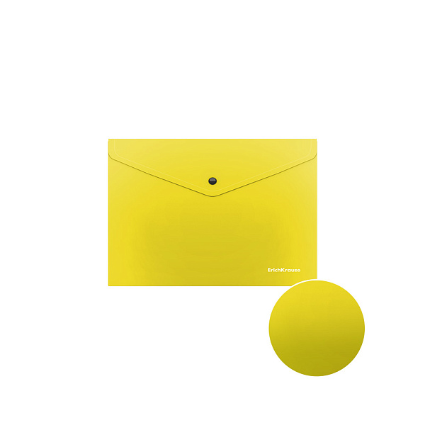 Папка-конверт на кнопке пластиковая  ErichKrause® Glossy Neon, полупрозрачная, A5+, ассорти (в пакете по 12 шт.)