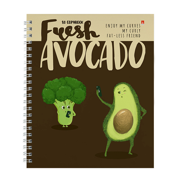 Тетрадь 80 л. кл. на гребне А5+ "АВОКАДО" 5 ВИДОВ