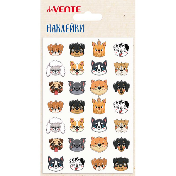 Наклейки мягкие "deVENTE. Dogs-stickers" размер карточки 10x15 см, puff, объемные, многоразовые, в пластиковом пакете с блистерным подвесом