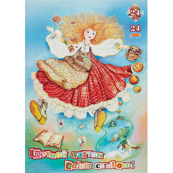 Картон А4 24 цв. 24 л. "Страна чудес" (Кроличья нора)