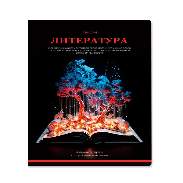 Тетрадь предметная 48 листов "Ассоциации"  Литература, со справочным материалом, обложка мелованный картон, блок офсет