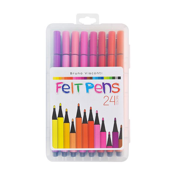 Фломастеры 24 цв. "BRIGHT COLORS" В ПЛАСТИКОВОМ ПЕНАЛЕ