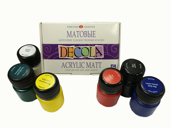 Акрил 6 цв. 20 мл. матовый DECOLA банка