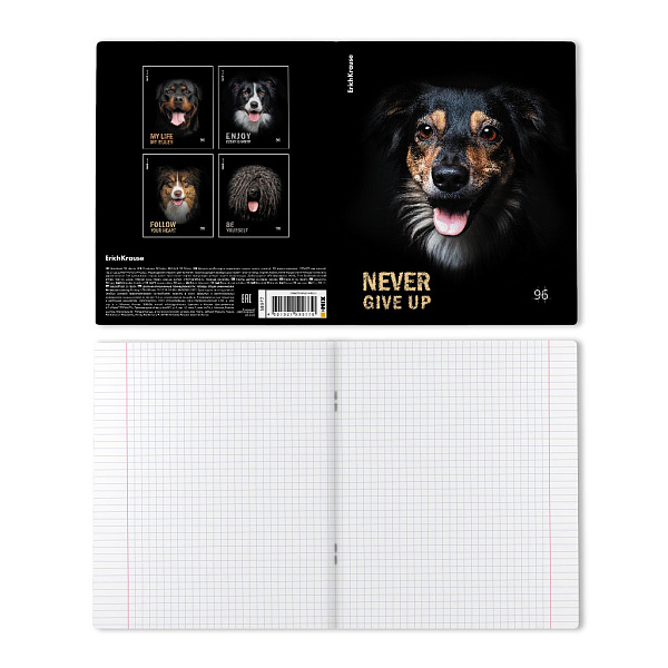 Тетрадь 96 листов в клетку "Собаки", матовая ламинация ErichKrause _MIX-PACK