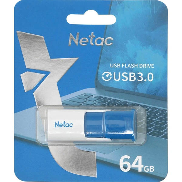 Флеш Диск Netac 64GB U182  USB3.0 синий/белый