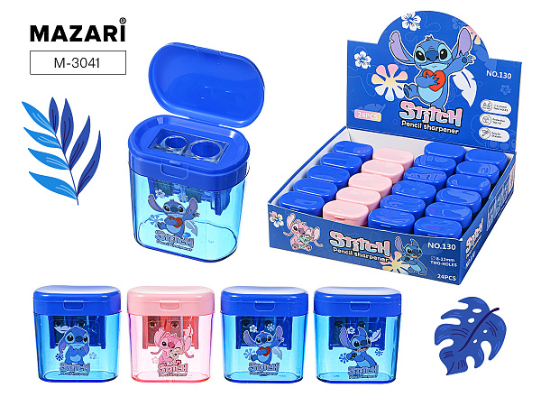 Точилка 2 отв. "Ушастик" с контейнером, пластиковая, МИКС 3 вида