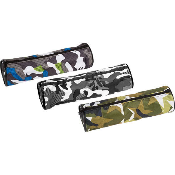 Пенал "Attomex. Power" 21x6x6 см, круглый для 55 пр., на молнии, текстильный с рисунком, ассорти 3 дизайна