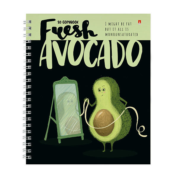 Тетрадь 80 л. кл. на гребне А5+ "АВОКАДО" 5 ВИДОВ