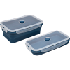 Ланчбокс складной герметичный "deVENTE" темно-синий, прямоугольный, 1200 мл, 21,5x14x8 см, в сложенном виде высота 3,5 см, силиконовый, с пластиковой крышкой, с отвестием вентиляции и силиконовой заглушкой,
