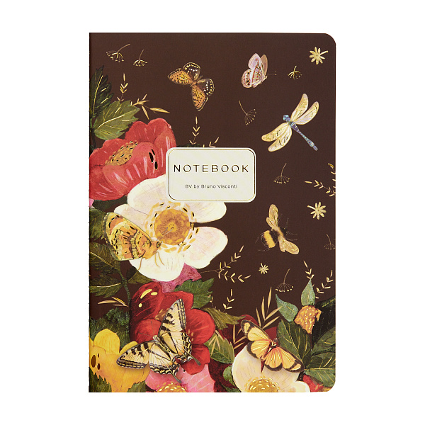 Тетрадь BV А5 40 л. лин. "FLORA.Цветы.Бабочки.Стрекозы" Bruno Visconti 