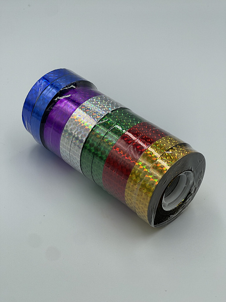 Клейкая лента голографическая 12мм*66м МИКС (спайка 12 штук) цена за 1 штуку 