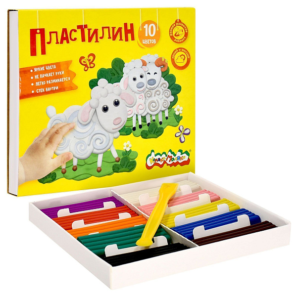 Пластилин 10 цв. 150 гр. "Каляка-Маляка" со стеком
