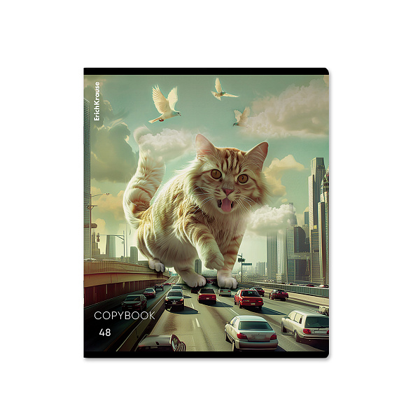 Тетрадь 48 листов в клетку "Big City Cats", глянцевая ламинация ErichKrause  _MIX-PACK