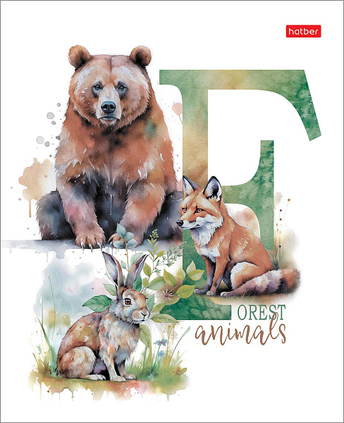 Тетрадь 96 листов в клетку "Из жизни дикой природы" 65г/кв.м на скобе мат.ламин. 